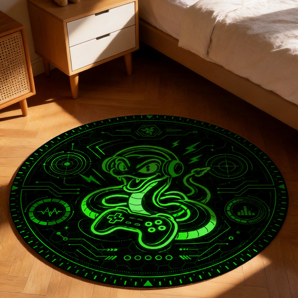 Retro Gaming Desk Setup - Neon Green Gaming Mat Mouse Pad