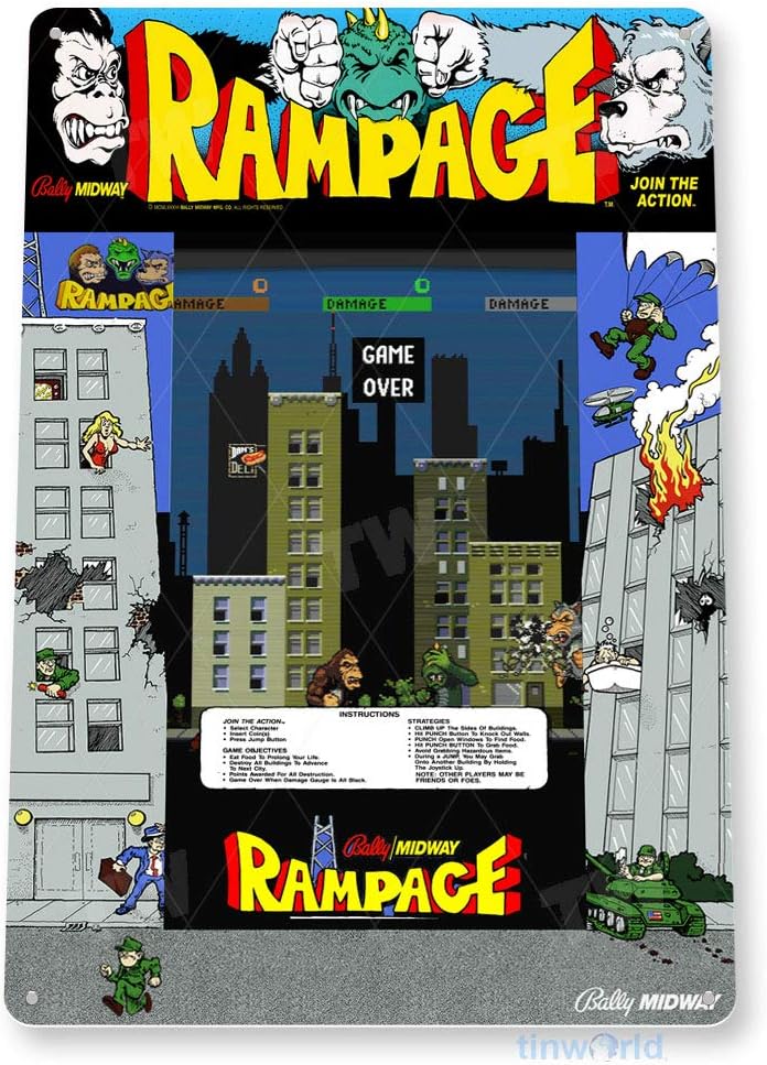 TIN SIGN Rampage Arcade Sign G - Retro Gaming Shop recension och pris